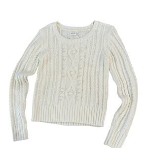 Aeropostale Cream Cable Knit Sweater Cream Chunky Knit Pullover | Small -